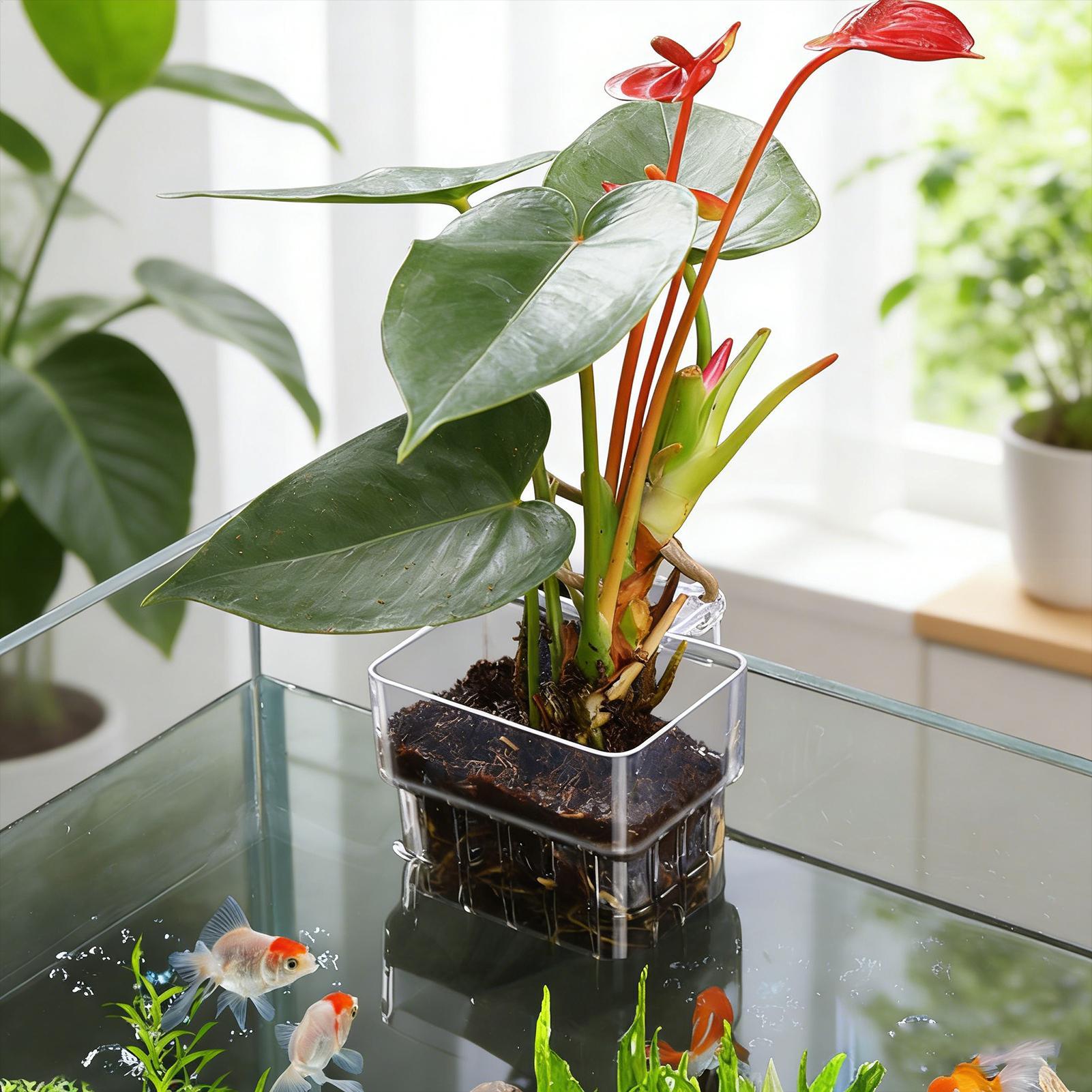 투명한 걸이형 수족관 식물 홀더 화분 - 어항 수경재배 - Aquarium Plant Growth 리뷰 및 가격