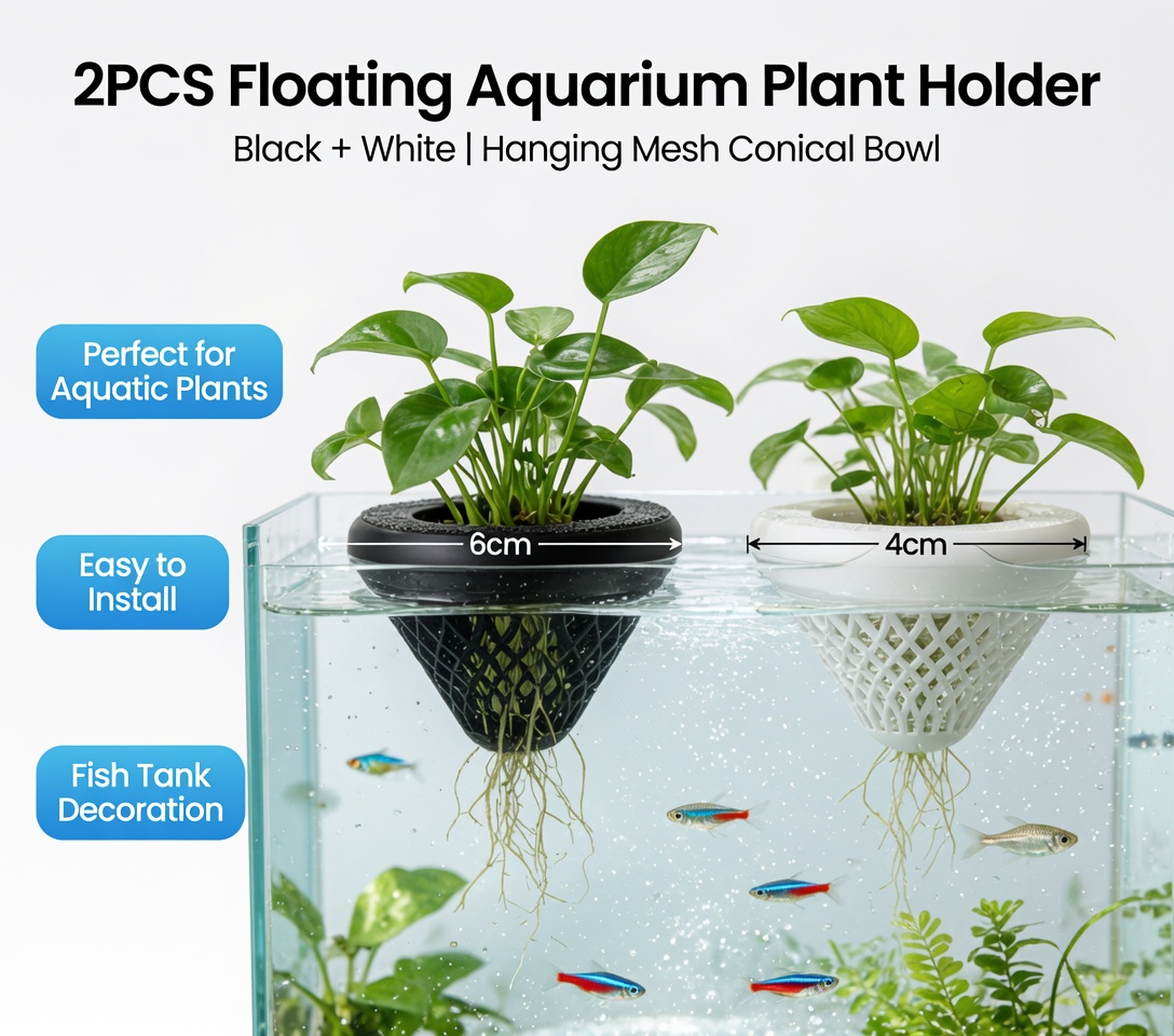 2PCS 플로팅 수족관 식물 홀더, 물고기 탱크용 걸이 - Aquarium Plant Growth 리뷰 및 가격