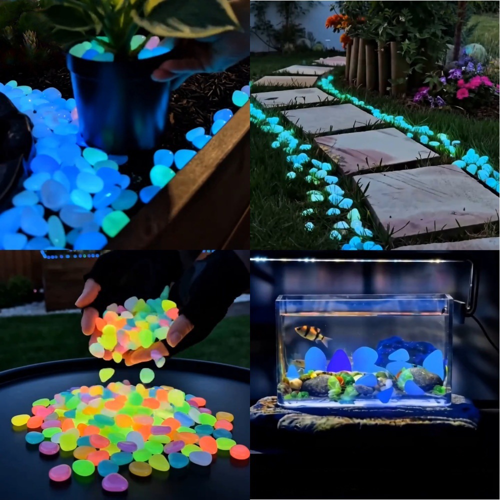 다채로운 야광 조약돌 정원석, 야외 정원 통로, 어항, - Planted Aquarium With Fish 리뷰 및 가격