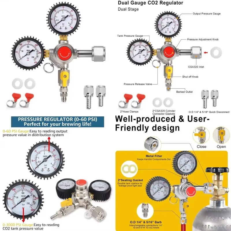 CO2 레귤레이터 생맥주 레귤레이터 60PSI 출력 압 - Co2 Regulator Dual Stage 리뷰 및 가격