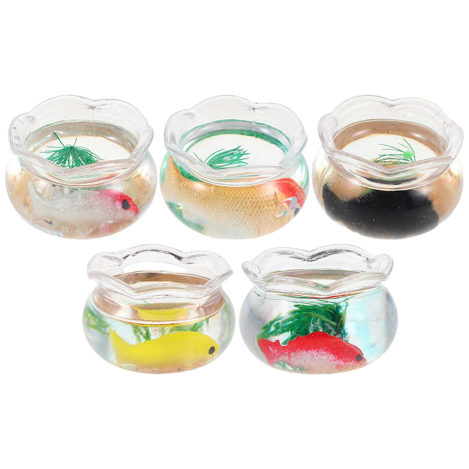 5개 미니어처 어항, 작은 원형 금붕어 수족관, 사실적 - Planted Aquarium With Fish 리뷰 및 가격